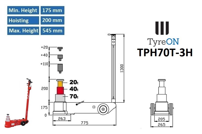 TyreON TPH70T-3 air hydraulic jack  